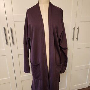MPG Sport Modal Open Cardigan Sweatshirt Duster Purple L